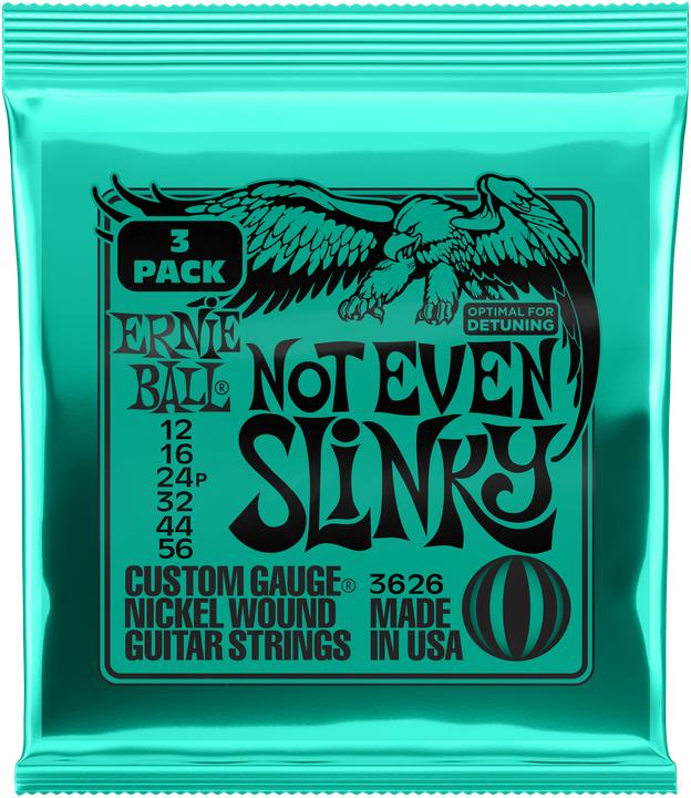 Ernie Ball Saitensatz, Slinky Nickel, Not Even 12-56, 3er-Pack (6 x, E-Gitarre, 0.06")