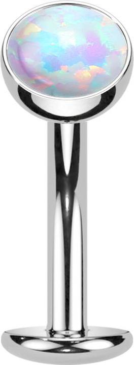 Image du produit Star Piercing Threadless Labret-Stab Banane silber Halbkugel Opal weiss (sans laiton, Titane)