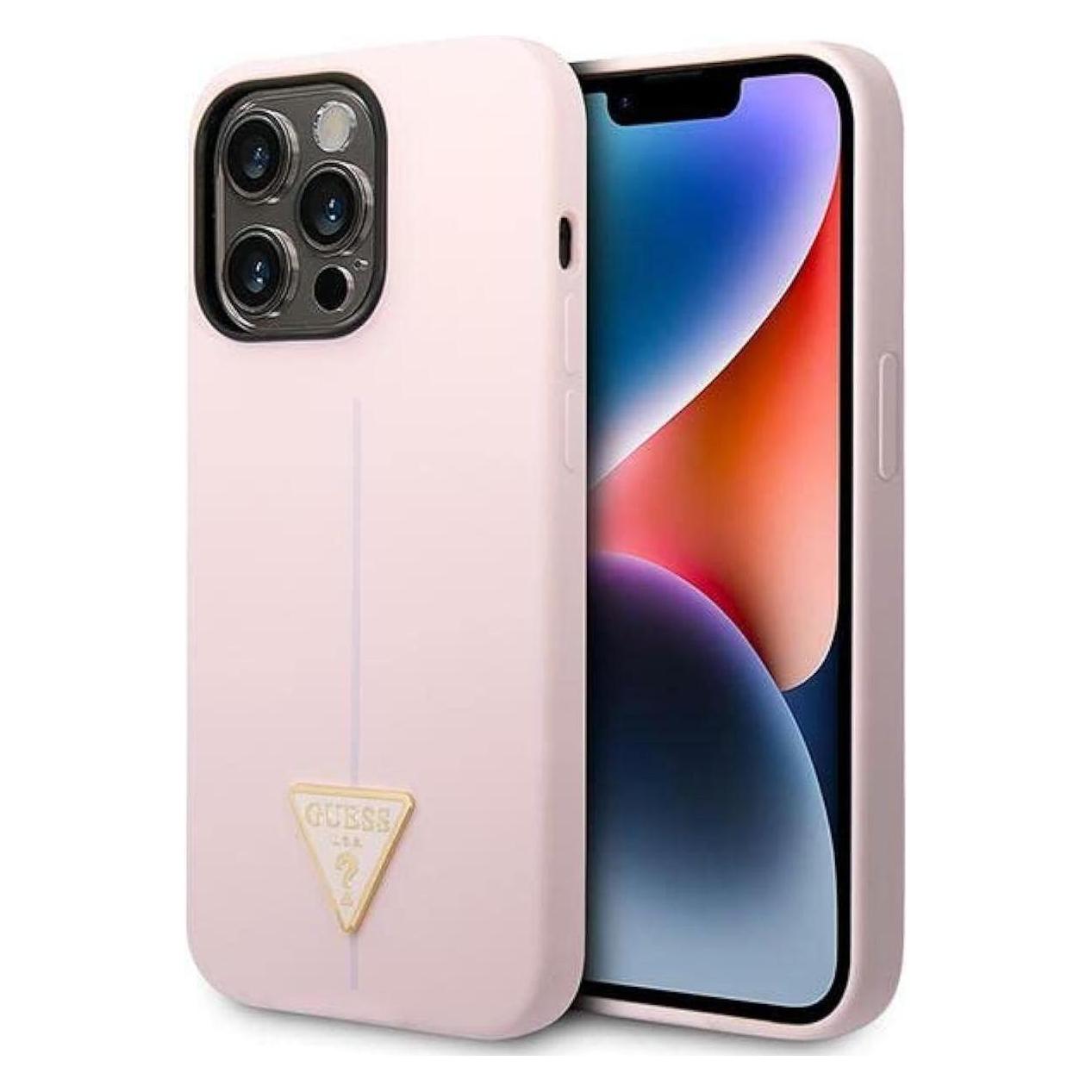 Guess GUHCP14LSLTGU iPhone 14 Pro 6,1" fioletowy/purple hardcase Silicone Triangle (Apple iPhone 14 Pro), Smartphone Hülle, Violett