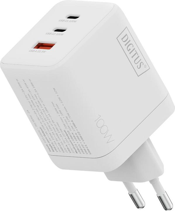Productafbeelding Digitus USB GaN Charger 100W, 2x USB-C, 1x USB-A (100 W, 3 ports)