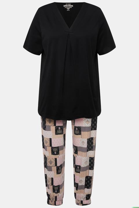 Actual product image Ulla Popken Patchwork Print Pajama Set (46, 48)