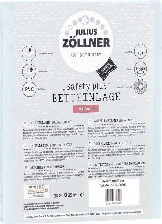 Actual product image Julius Zöllner Waterproof bed pad "Safety Plus" (70 x 140 cm)