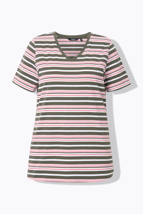 Produktbild Ulla Popken Shirt, Ringel, Classic, V-Ausschnitt, Halbarm (42, 44)