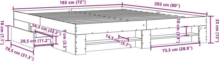 Actual product image vidaXL Bettgestell (180 x 200 cm)