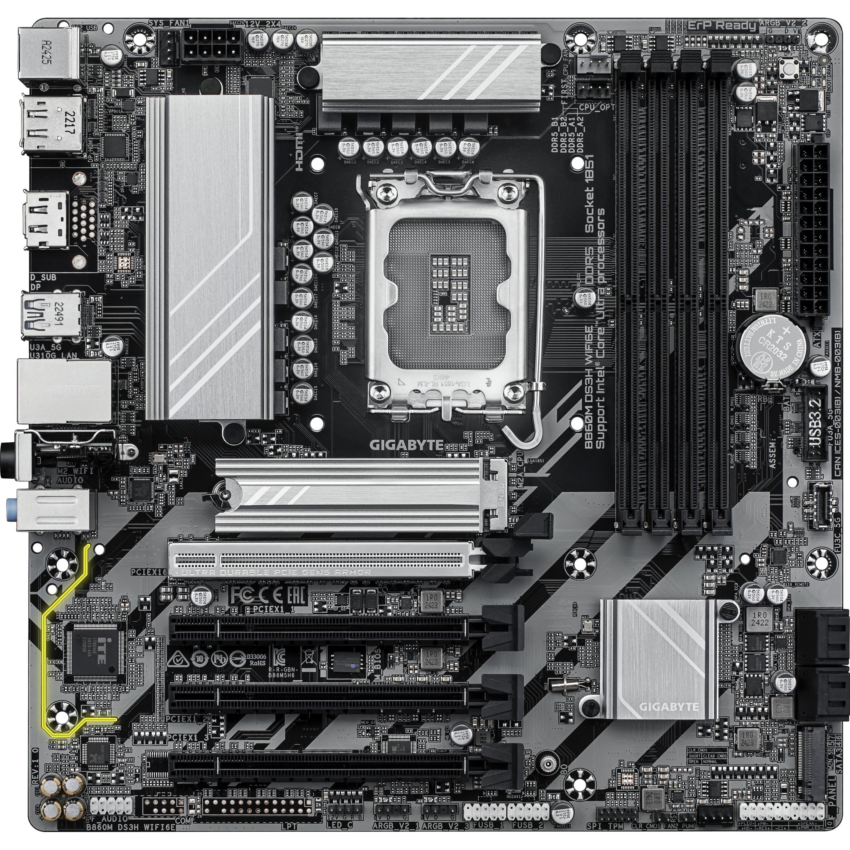 Gigabyte MB GBT Intel 1851 B860M DS3H WIFI6E (LGA 1851, Intel B860, mATX), Mainboard