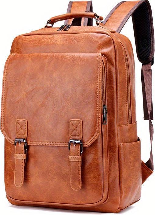 Image du produit Only-Bags.Store Sac à dos décontracté de grande capacité en cuir PU vintage simple, sac à dos pour ordinateur