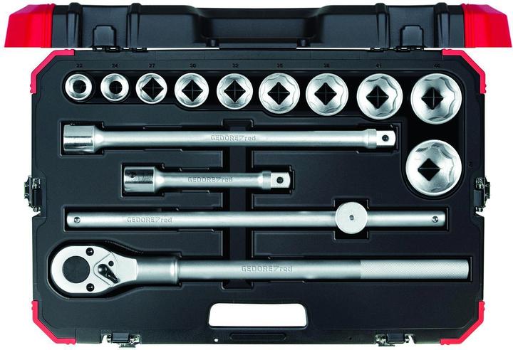 Produktbild Gedore Red red Steckschlüsselsatz, 14-teilig, Mit Umschaltknarre, Ratsche, Steckschlüssel, 3/4" (32 mm, 45 mm, 24 mm, 50 mm, 41 mm, 43 mm, 44 mm, 22 mm, 33 mm, 23 mm, 34 mm, 42 mm, 27 mm, 31 mm, 35 mm, 46 mm, 26 mm, 37 mm, 30 mm, 39 mm, 48 mm, 38 mm, 28 mm, 49 mm, 29 mm, 40 mm, 25 mm, 47 mm, 36 mm)