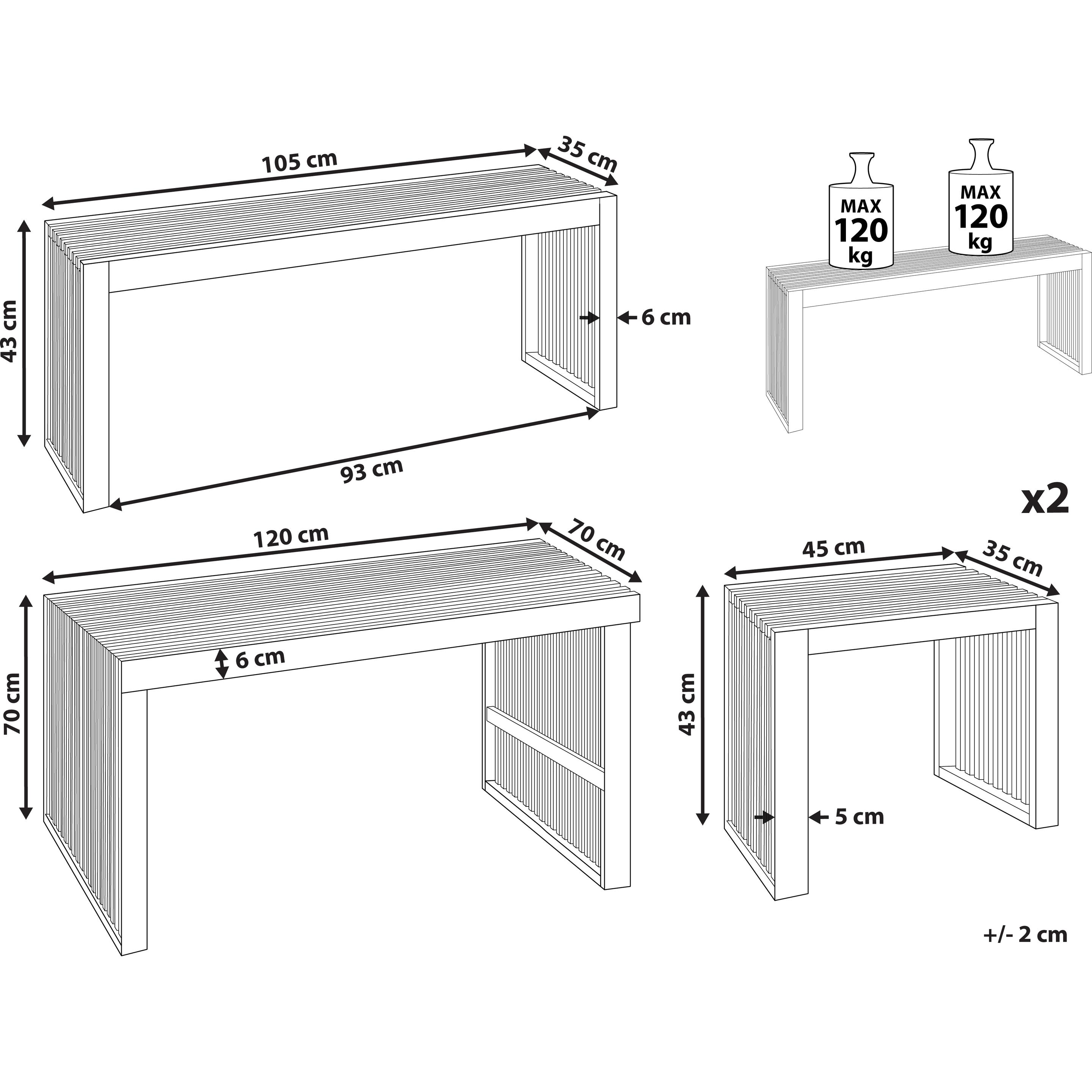 Thumbnail - Beliani, Gartentisch + Balkontisch, Bellano (120 cm)