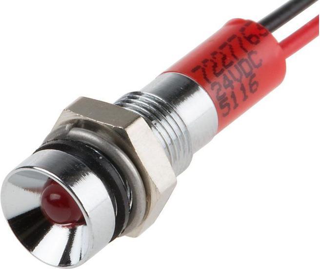 Produktbild RS PRO 6mm vertieft verchro LED Dräht rot 24VDC