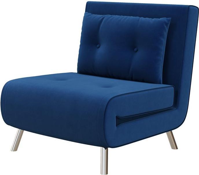 Produktbild Swisshandel24 Schlafsessel Kissen Gästebett Polstersofa Samt Blau 77x88x83cm