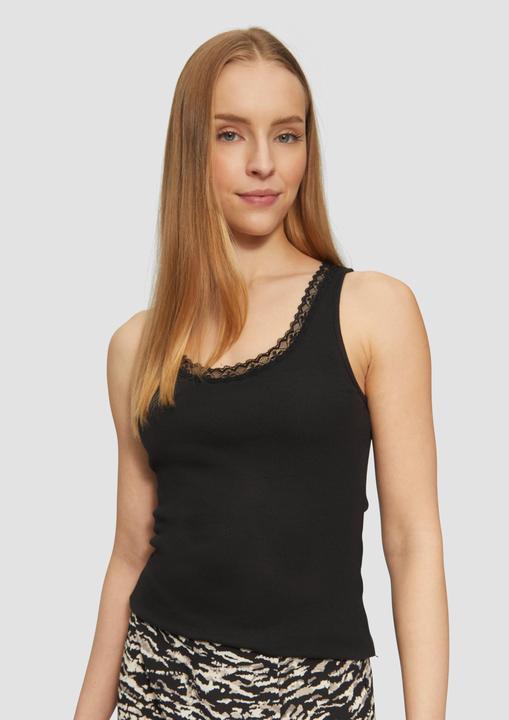 Produktbild S.Oliver T-Shirt Ripptop mit Spitze am Ausschitt (S)