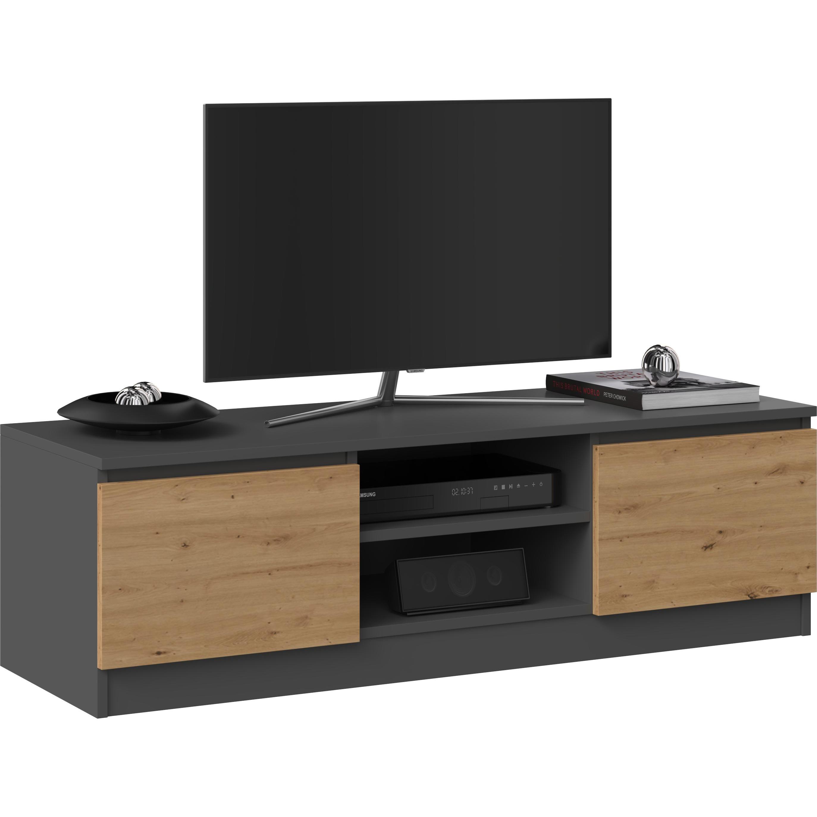 Topeshop, TV Möbel, RTV 120 ANTR/ARTIS TV-Ständer & Entertainment-Center 2 Regale