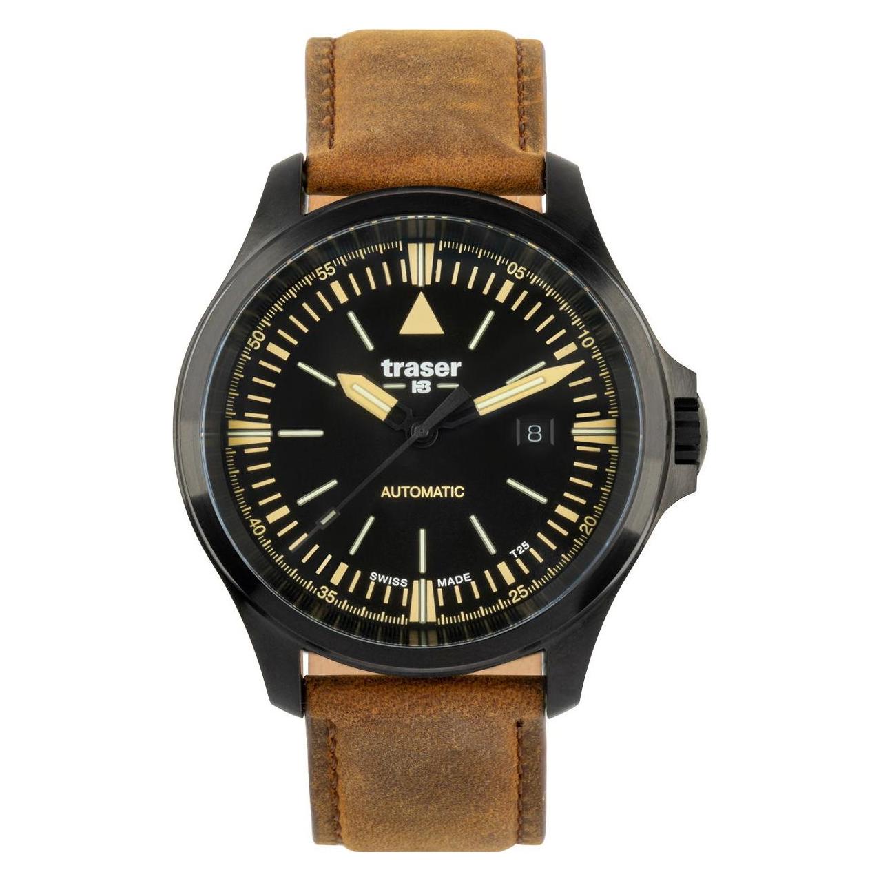 Traser, Armbanduhr, 110756, Schwarz, Braun, Beige, (Analoguhr, 45 mm)