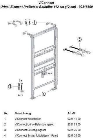 Actual product image Villeroy & Boch V&B urinal element ViConnect drywall, for ProDetect 525x1120x80mm