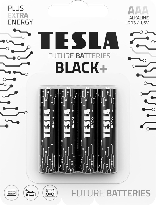 Produktbild Tesla baterie AAA BLACK+, 4ks, LR03 (4 Stk., AAA)