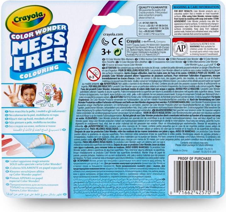 Nährwerte und Zutaten Crayola Color Wonder Classic Waschbare Filzstifte (Multi, 10 x)