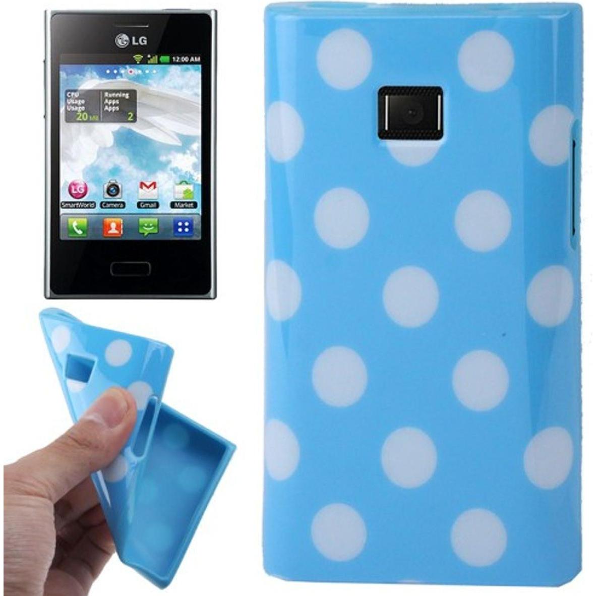 König Design Schutzhülle TPU Punkte Case für Handy LG Optimus L3 / E400 (LG Optimus L3 II), Smartphone Hülle, Blau