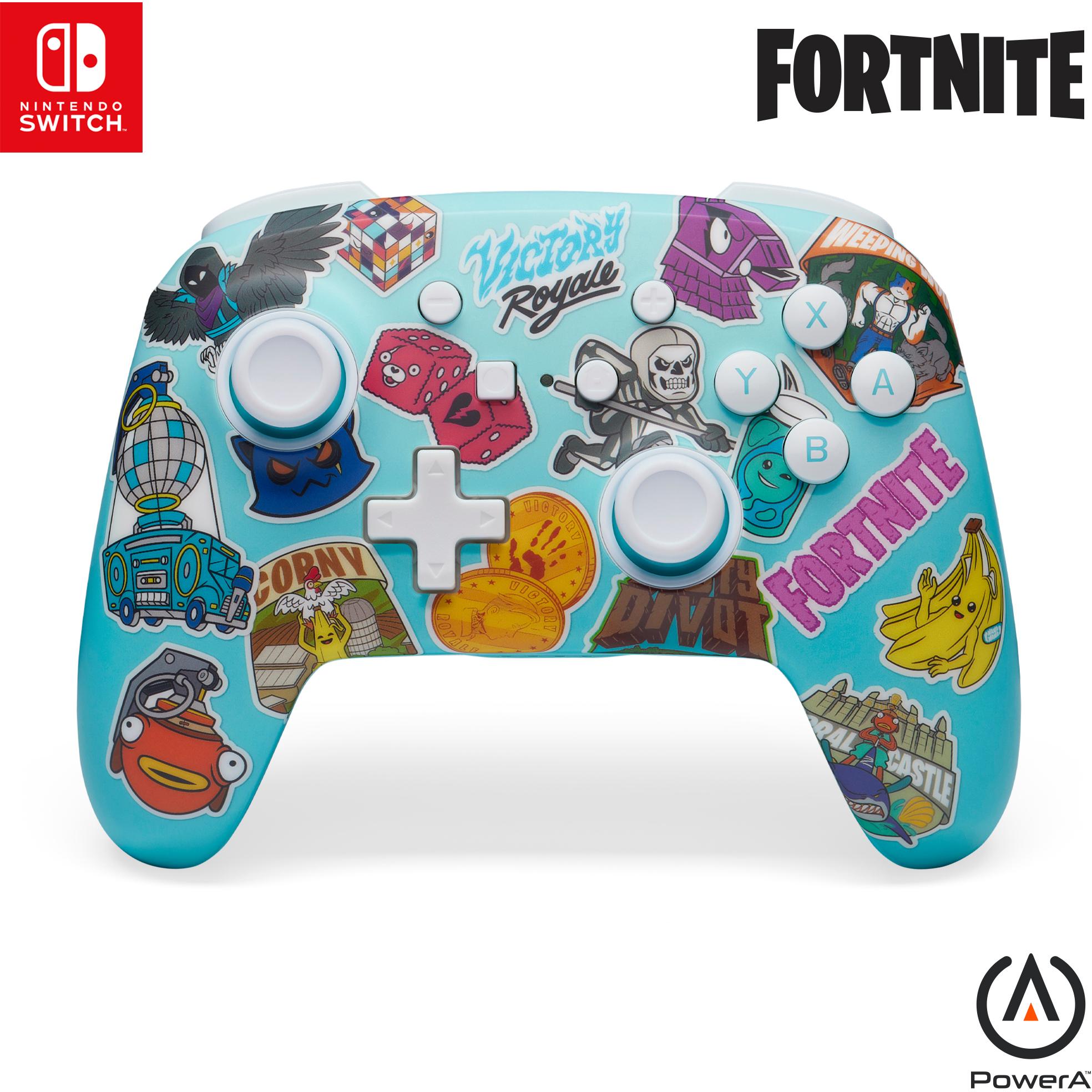 PowerA Enhanced Wireless Controller - Fortnite Sticker Mania (Switch Lite, Switch, Switch OLED), Controller gaming, Multicolore