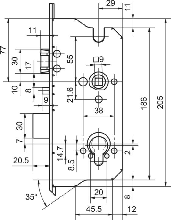 Actual product image Glutz Multipoint lock 18947 MINT SVM eco Panic function E