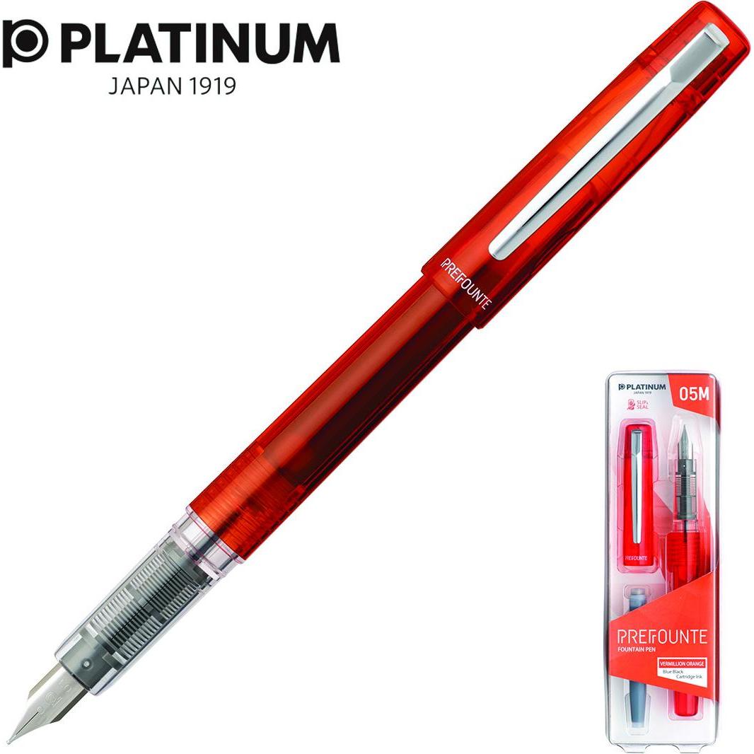 Thumbnail - Platinum, Schreibstifte, ewige Prefounte Vermilion Orange, M, in einer Plastikverpackung, auf einem Blister, orange Farb...