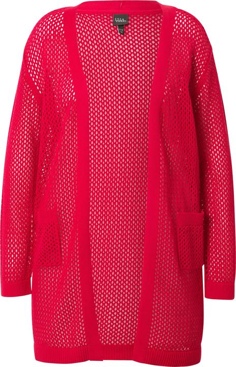 Produktbild Ulla Popken Long-Strickjacke, Netz-Optik, offene Form, V-Ausschnitt (56)