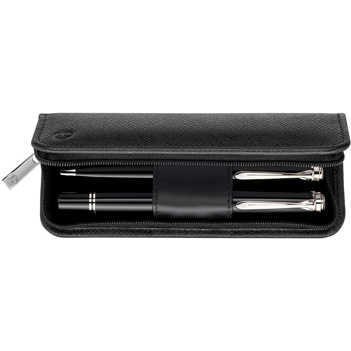 Herlitz, Etui, Genarbtes Leder-Etui für zwei Schreibgeräte