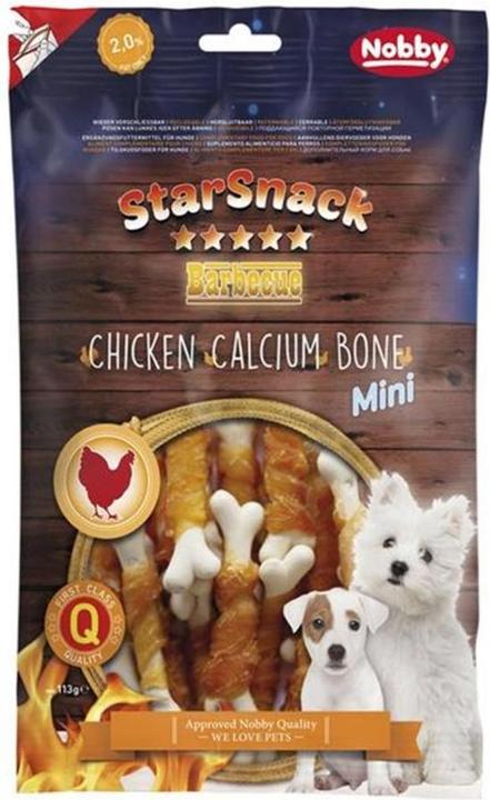 Nobby Leckerli StarSnack Barbecue Mini Chicken Calcium, Bone (Welpe + Kitten, 1 Stk., 125 g)