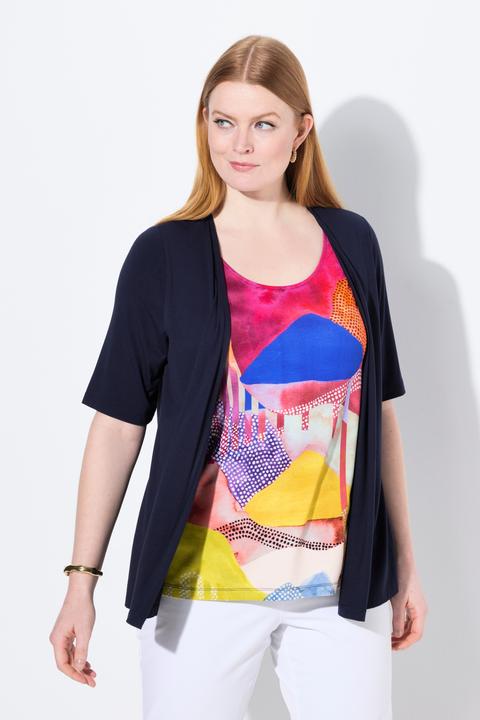 Actual product image Ulla Popken Layered Look 3/4 Sleeve Tee (46, 48)