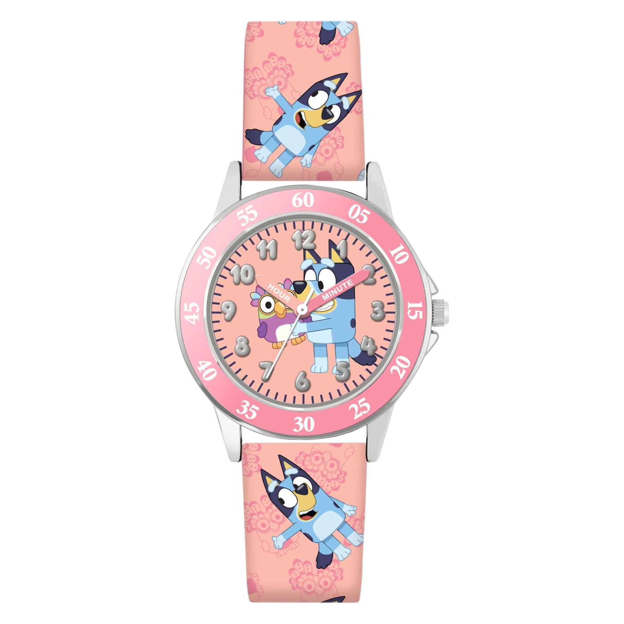 Disney, Armbanduhr, Bluey Lern-Uhr Mit Pinkem, Rosa, (Analoguhr)