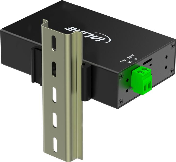 Produktbild InLine ® USB 3.2 Gen.1 Industrie-Hub, 4 Port, Aluminiumgehäuse, mit Netzteil (USB-C, 4 Ports)