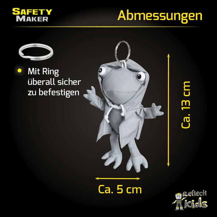 Actual product image SafetyMaker Soft pendant Froggy reflective