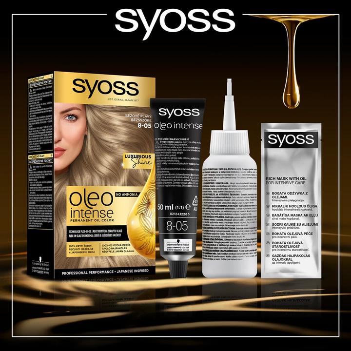 Image du produit Syoss Oleo Intense hair dye 8-05 brownish yellow For light hair (8-05 Beige Blond)