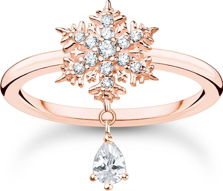 Produktbild Thomas Sabo Ring Schneeflocke mit Weissen Steinen Roségold (56, 925 Silber)