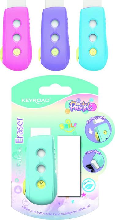Image du produit Keyroad Gomme, pastel, 1 recharge supplémentaire, fermeture éclair, blister, mélange de couleurs