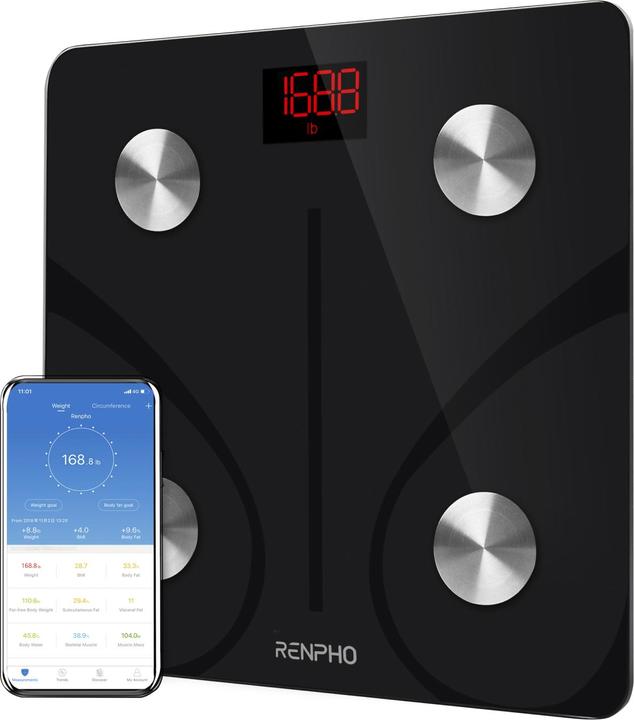 Renpho Elis 1+ Smart Blueooth Body Scale, Black (200 kg)
