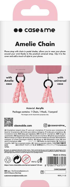 Actual product image SBS case&me Amelie Wrist chain pink