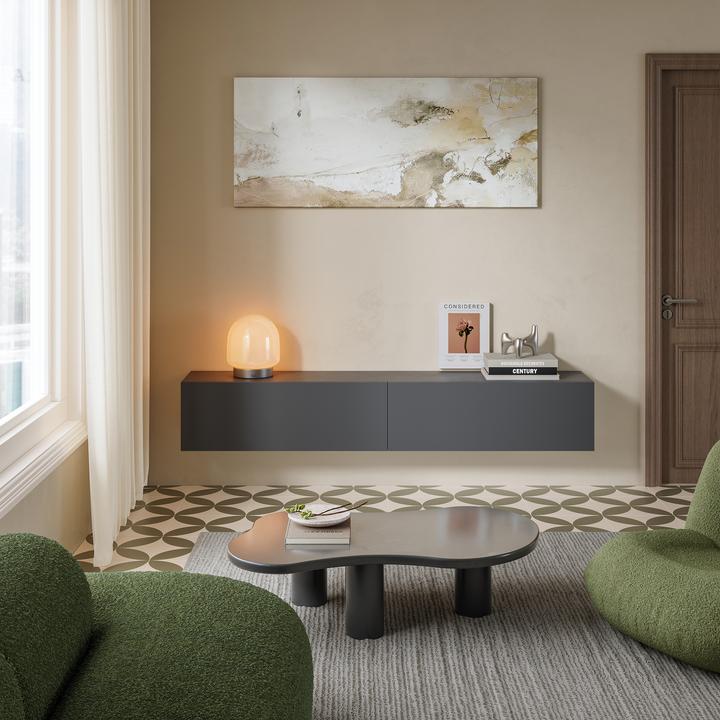 Produktbild En.Casa Hängeboard Evaton 180x32x30 cm Dunkelgrau, matt (180 x 31.50 x 30 cm)