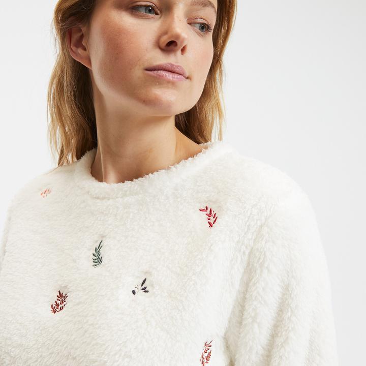 Produktbild La Redoute Collections Pyjama aus Fleece mit Blätterstickerei (50)