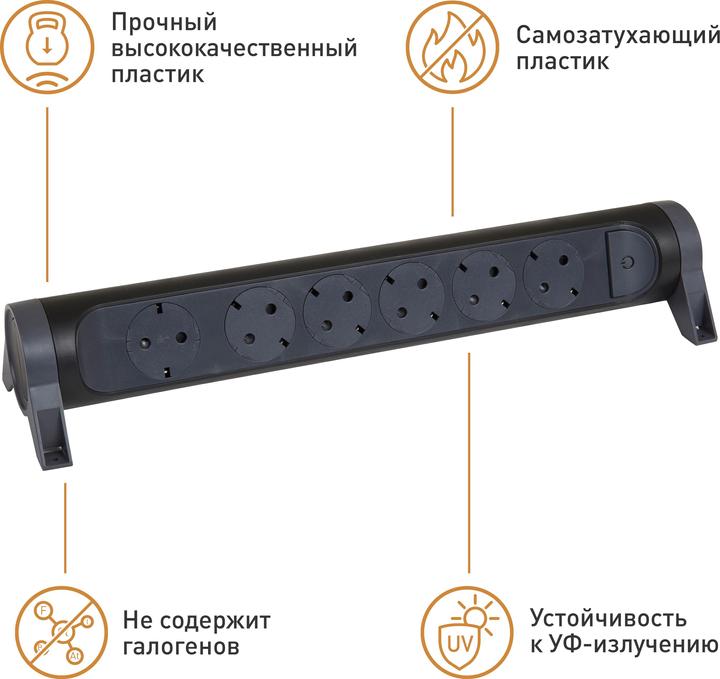 Actual product image Legrand Rotating power strip 6x socket, without cable Black 694548 (6 x, CEE 32/5)