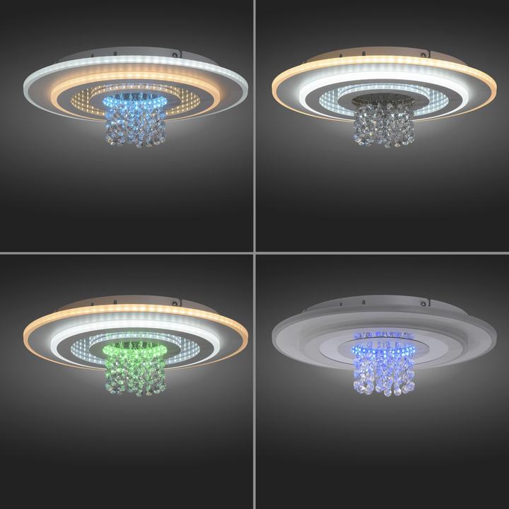 Actual product image Just Light Deckenlampe TOLAGO RGB Kristall Prismen weiss, dekorativ Lichteffekt RGB (2800 lm)