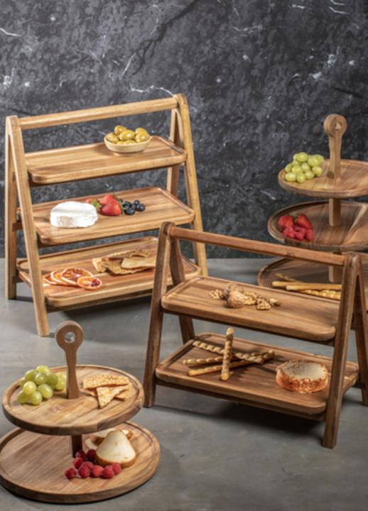 Actual product image Ladelle Gather acacia 3-storey serving tower