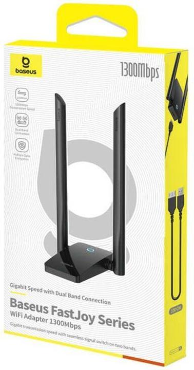 Produktbild Baseus Adapter WiFi FastJoy 1300Mbps (black) (USB-A, 2 Ports)