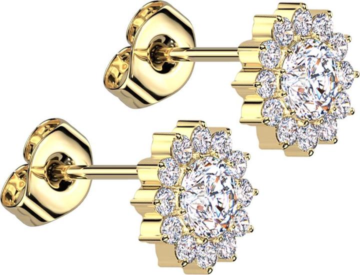 Actual product image Star Piercing Ohrstecker vergoldet Blume Kristall silber (without brass, Titanium)