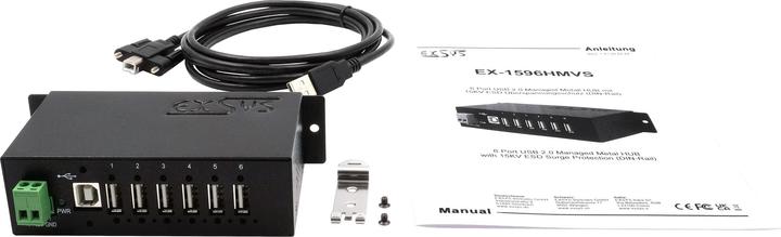 Immagine prodotto Exsys GmbH 6 Port USB 2.0 Managed HUB, incl. Din-Rail (USB-B, 6 porte)