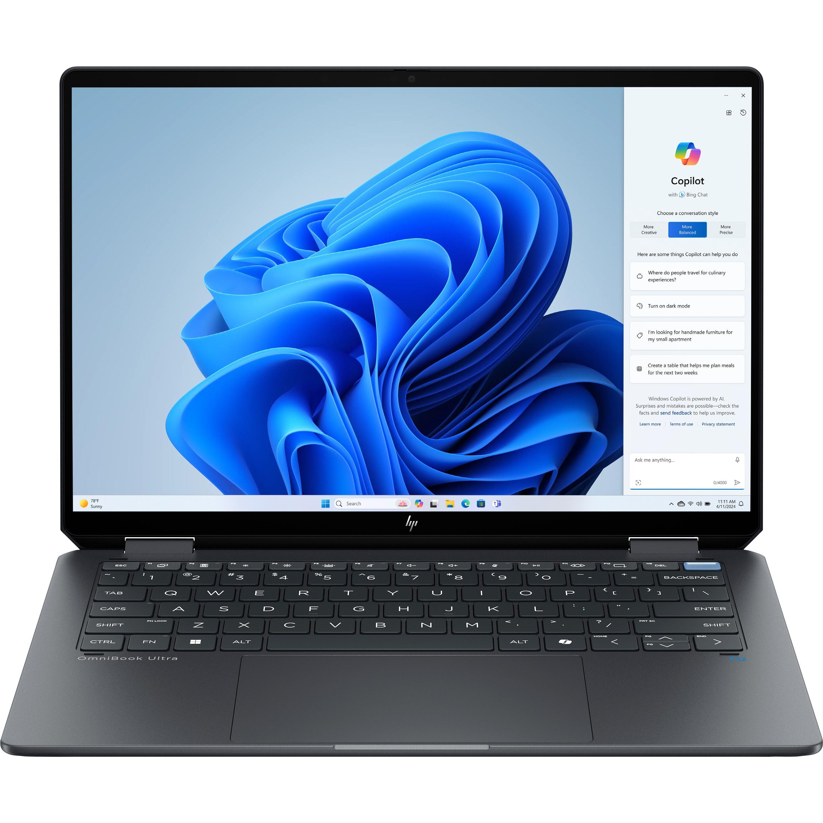 HP OmniBook Ultra Flip 14-fh0079ng (14", 2000 GB, 32 GB, DE, Intel Core Ultra 7 258V), Notebook, Gra