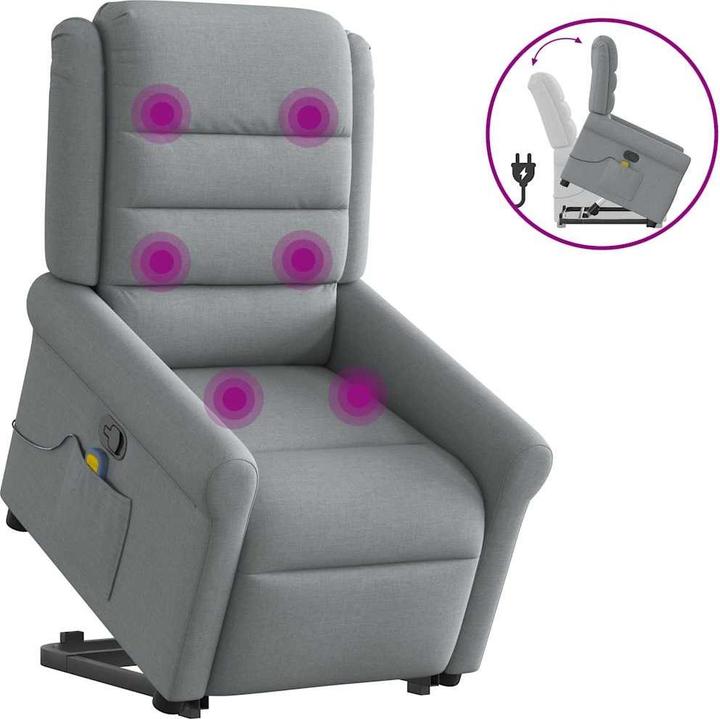 Image du produit vidaXL Fauteuil de massage avec releveur Gris clair Tissu