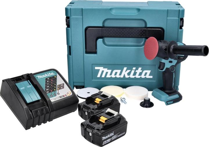 Produktbild Makita DPV 300 RGJ Akku Schleifer Polierer 18 V 50 / 80 mm Brushless + 2x Akku 6,0 Ah + Ladegerät + (Exzenterpolierer)