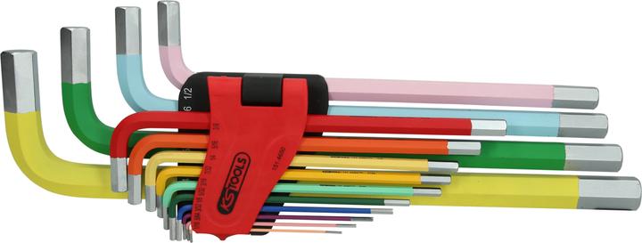 Actual product image KS Tools Offset wrench set extra long, hexagon socket, inch sizes, 14 parts
