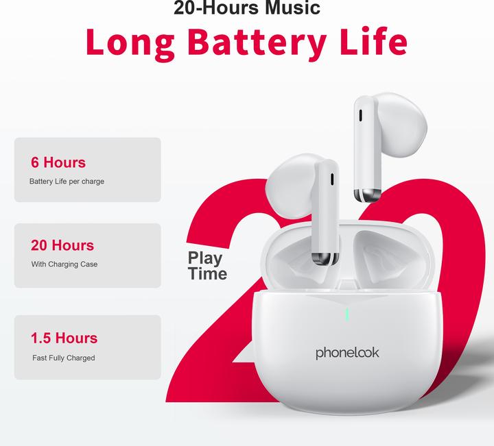 Produktbild PhoneLook Pods 2 Kabellose TWS Bluetooth 5.3 ENC Headset + Lade Case (ANC, 20 h, Kabellos)