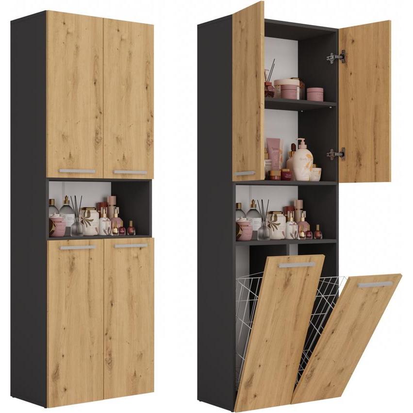 Thumbnail - Topeshop, Badezimmerschrank, Nel 2k Dk Ant/Art Kp